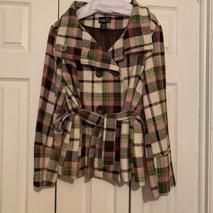 Plaid Lined Wool Pea Coat